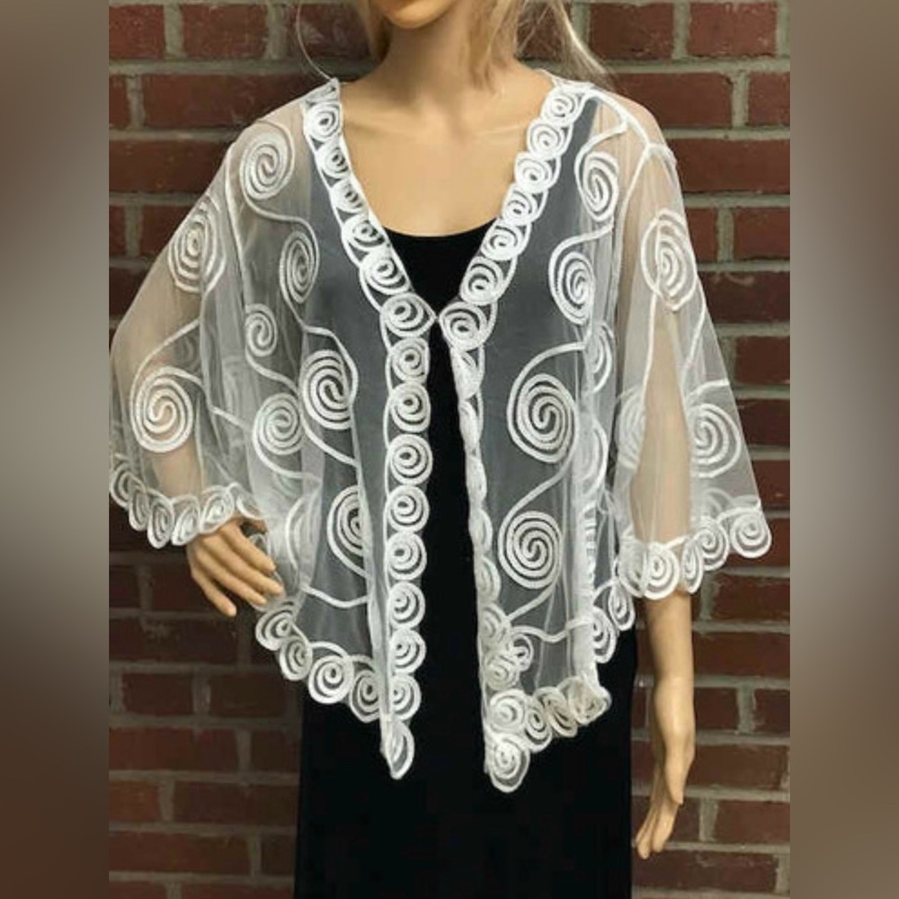 Vintage sleeved Cape W/Sheer Swirl Design
